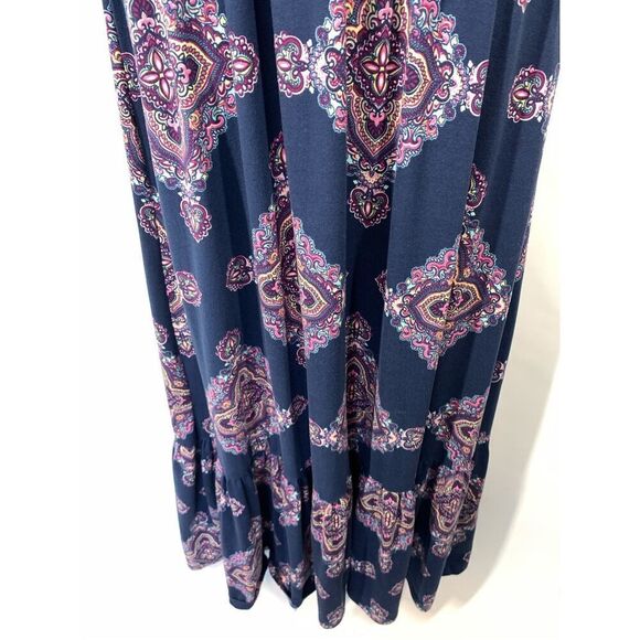 French Grey Women's Sleeveless Keyhole Maxi Halter Dress Blue Size Medium - Picture 6 of 10